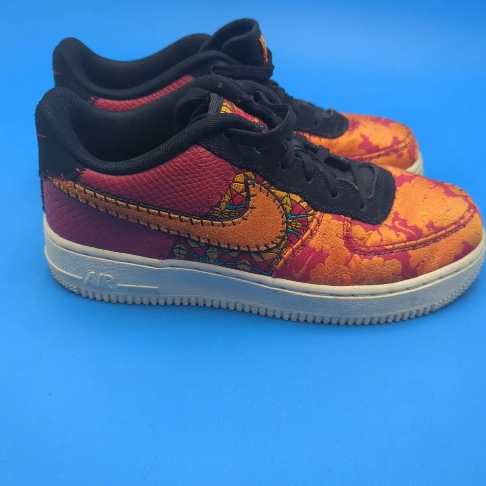 Size 6Y Nike Air Force‎ 1 Low Premium Chinese New Year Orange Red Floral